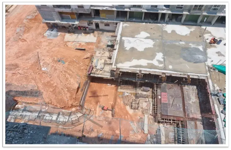 Non tower Area (Between Tower C and D) Retaining wall and upper basement slab shuttering WIP