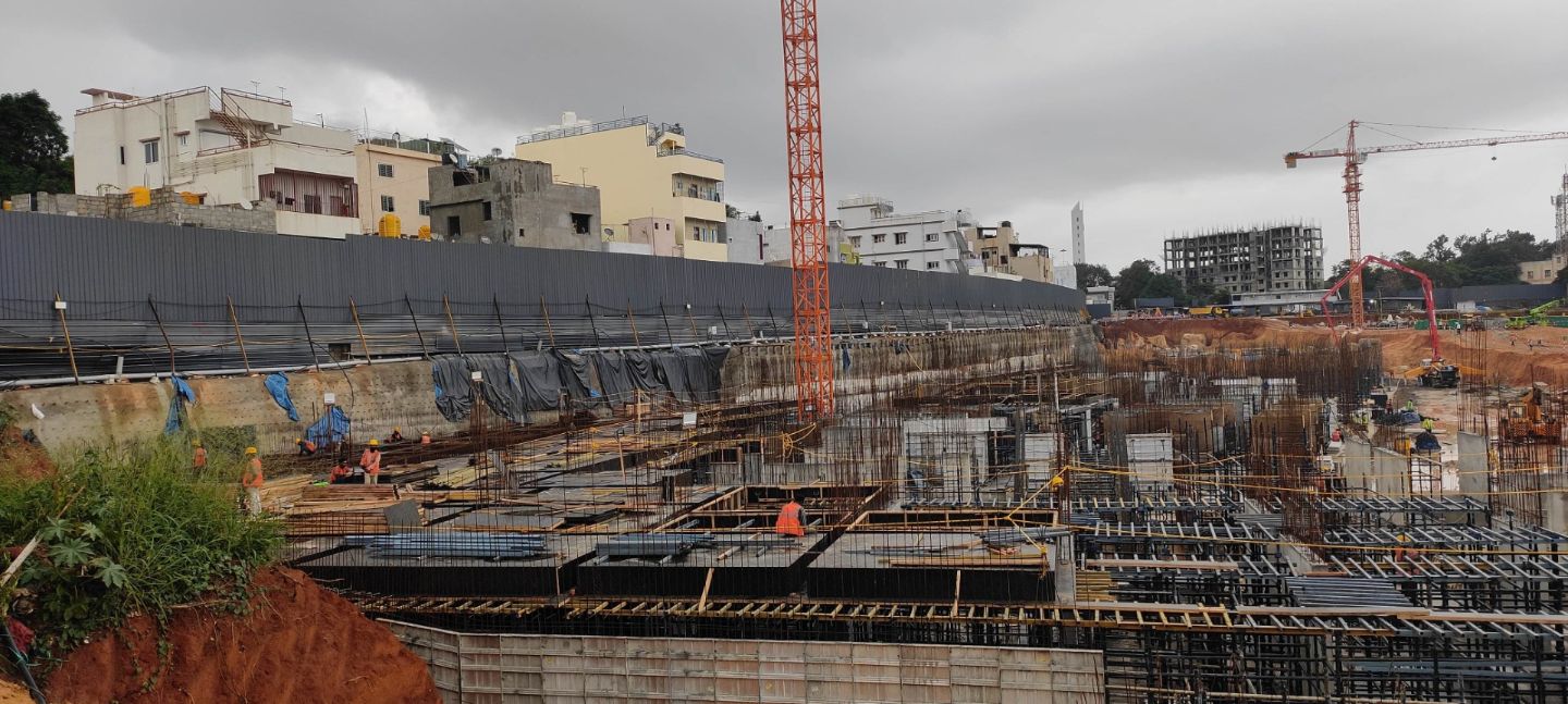Tower – J:Upper Basement  slab shuttering works are in progress