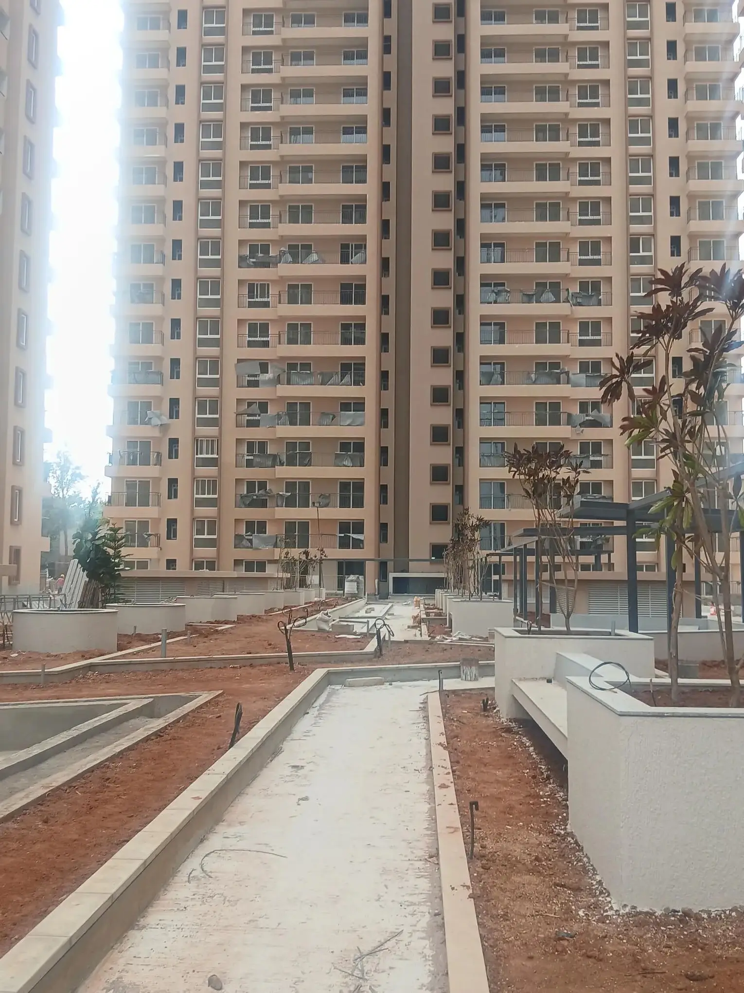 Podium water proofing work ,softscape and pergola work in progress