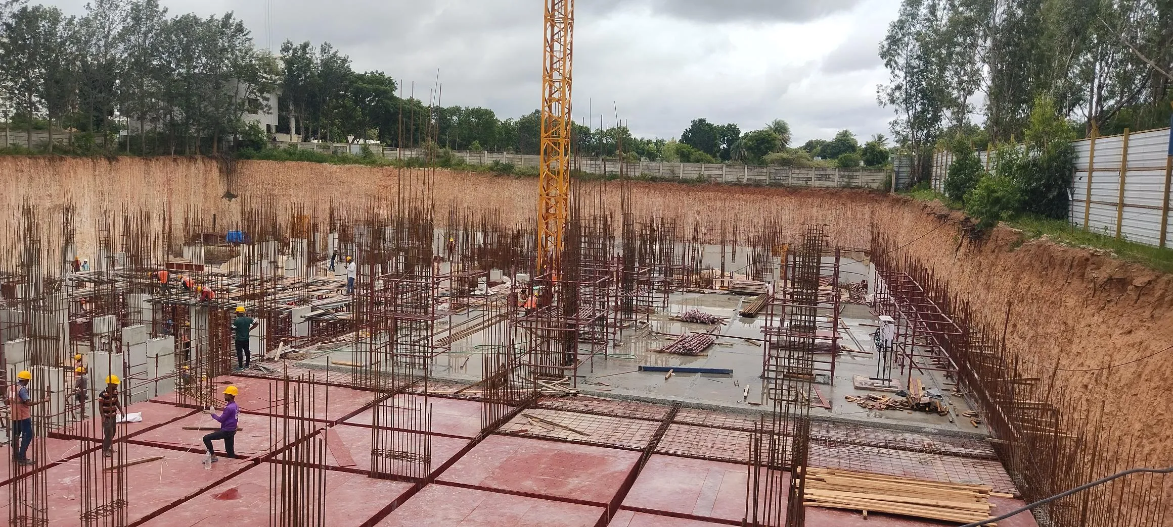Upper Basement Shuttering Works In Progress. Part of slab is cast