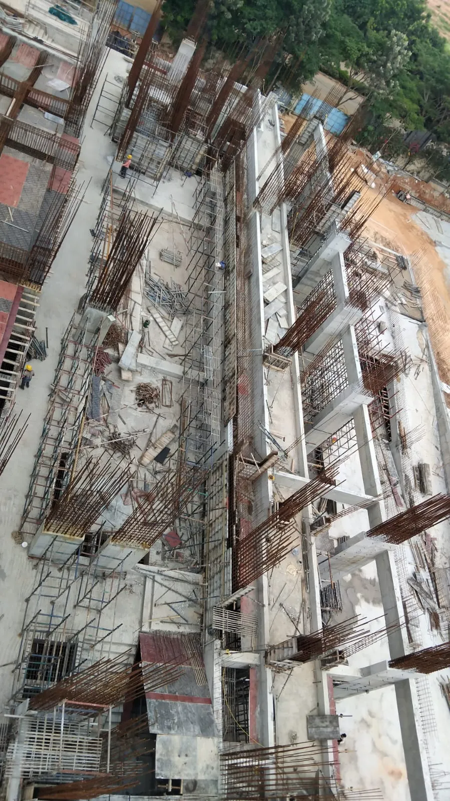 Tower B- 1st floor to 2nd floor column shuttering work in progress
