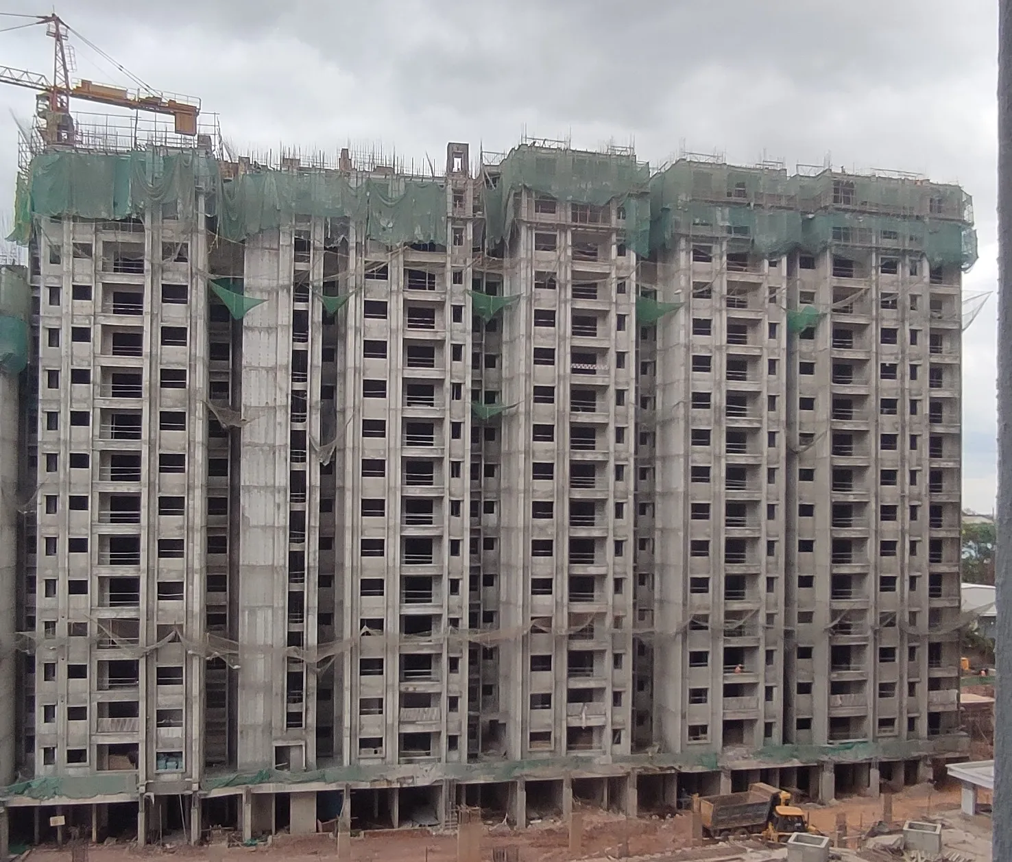 Tower C | 15th floor slab completed | 16th Floor | Reinforcement & shuttering work in progress for part of the slab.