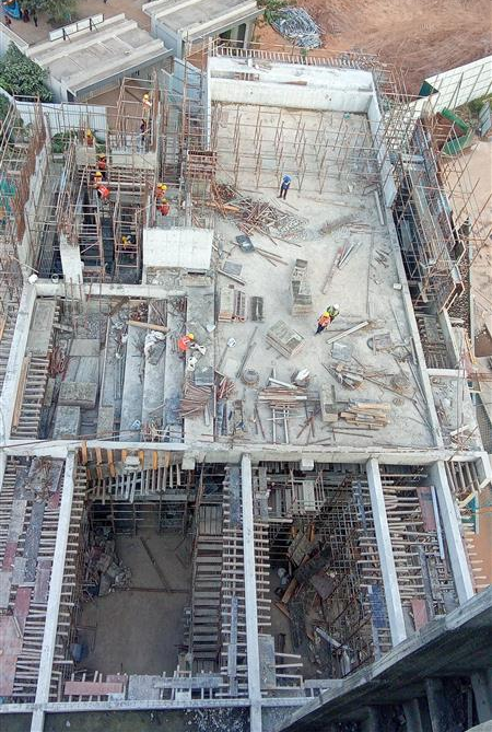 Terrace slab (second to 4th Floor double height) slab completed