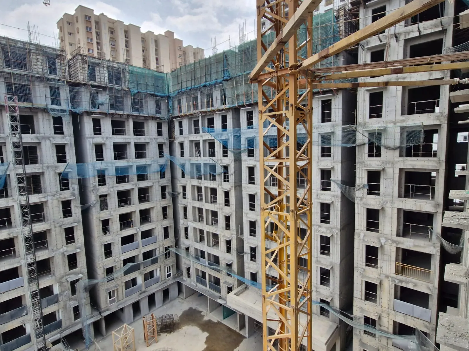 Wing B – 10th & 11th floor slab shuttering WIP