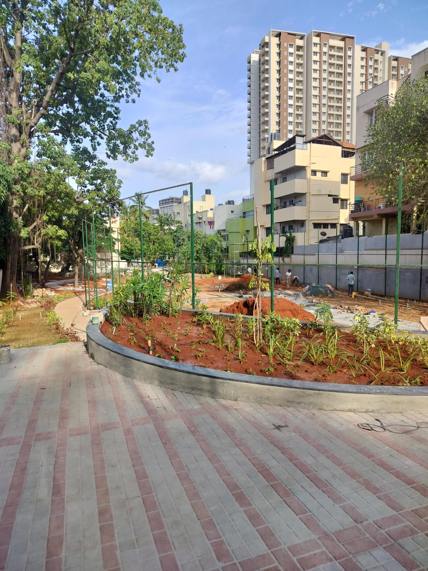 Basketball & futsal court area hardscape works completed. Soft scape works are in progress