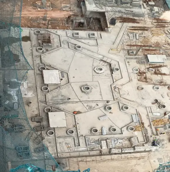 Central podium upstand works in progress.