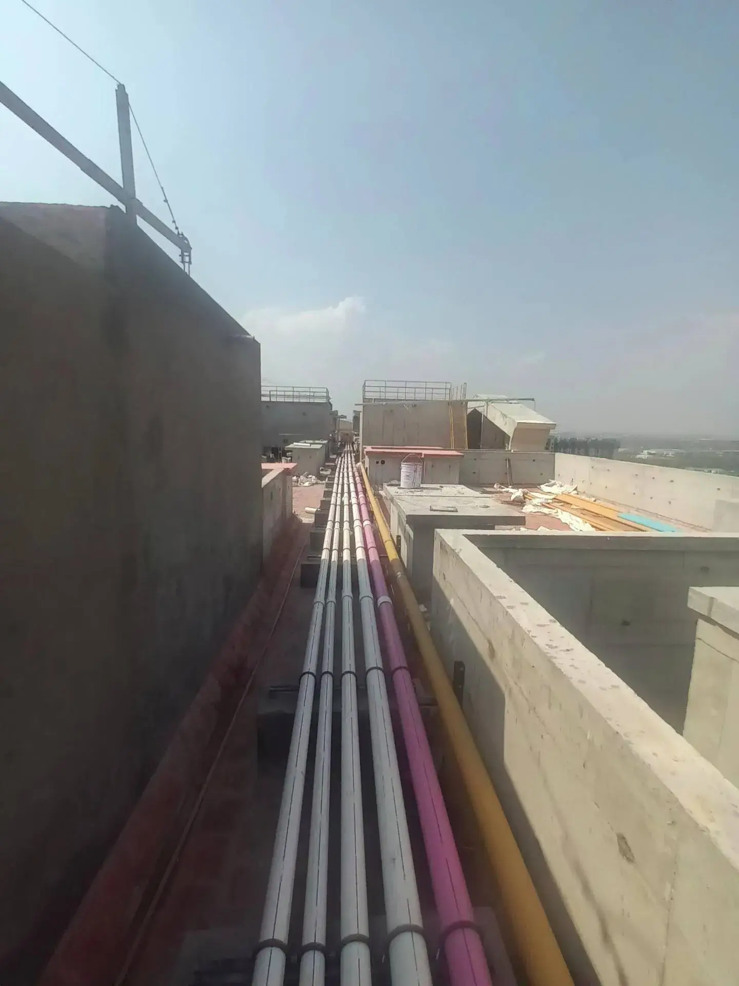 Terrace waterproofing and Terrace Tiling Completed , Plumbing Pipe Fixing progress