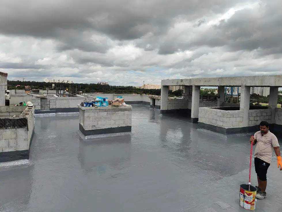 Above terrace activities -Waterproofing work in progress