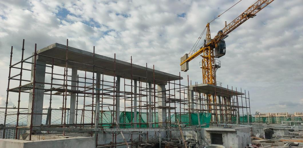 Terrace Parapet and Elevation features works completed and Pergola wall works are in progress