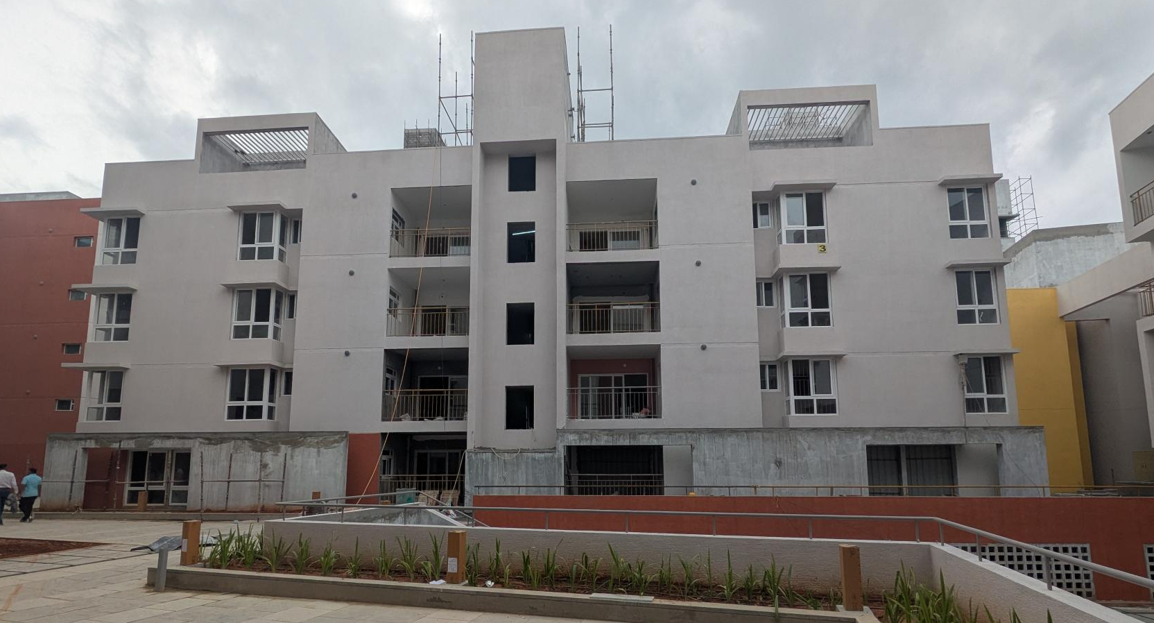 C Block   External paint work in progress. 1 flat QA certification completed. Terrace clay tile finishing work completed. Basement VDF completed. Common area (Lift lobby and staircase) finishing work in progress. Lift installation in progress