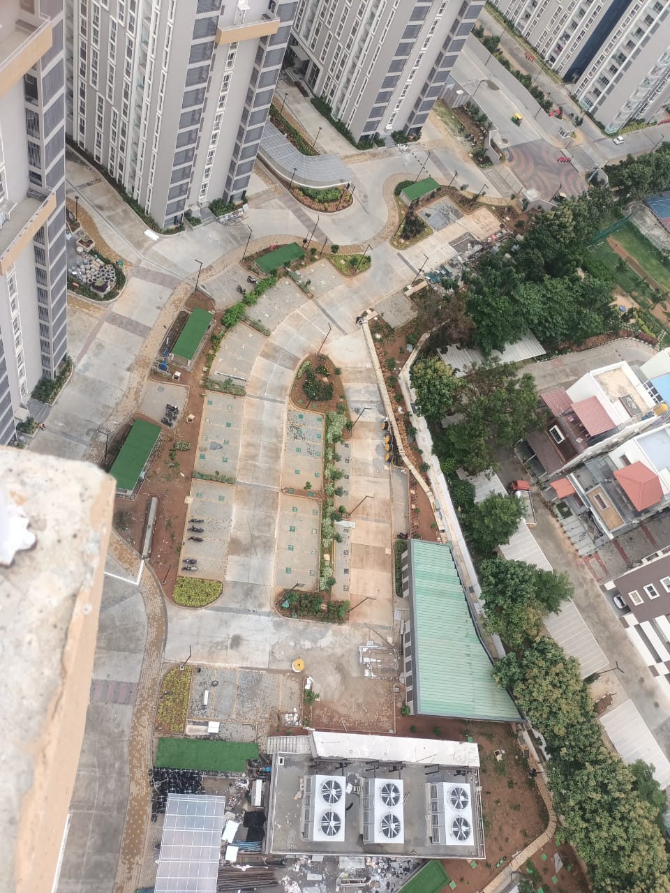 Landscape works and compound wall painting works in progress