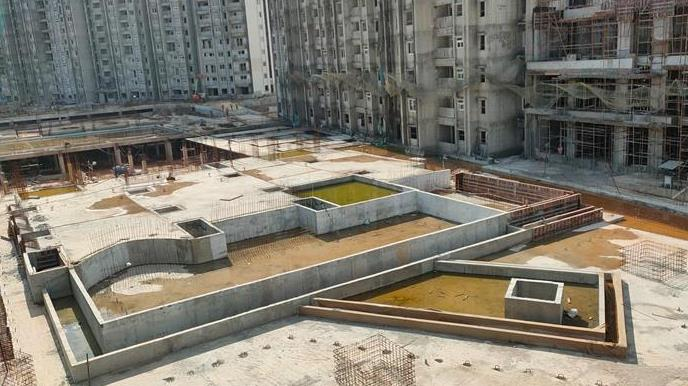 Swimming pool slab completed