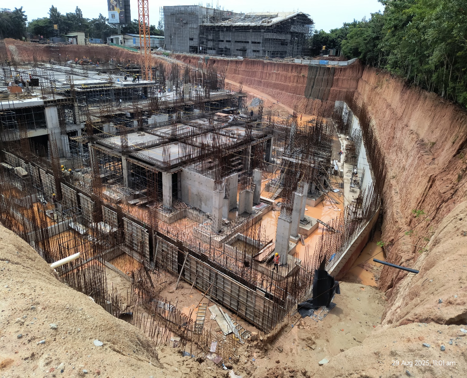 Hospital block –raft concreting in progress Basement 2 – Slab shuttering in progress