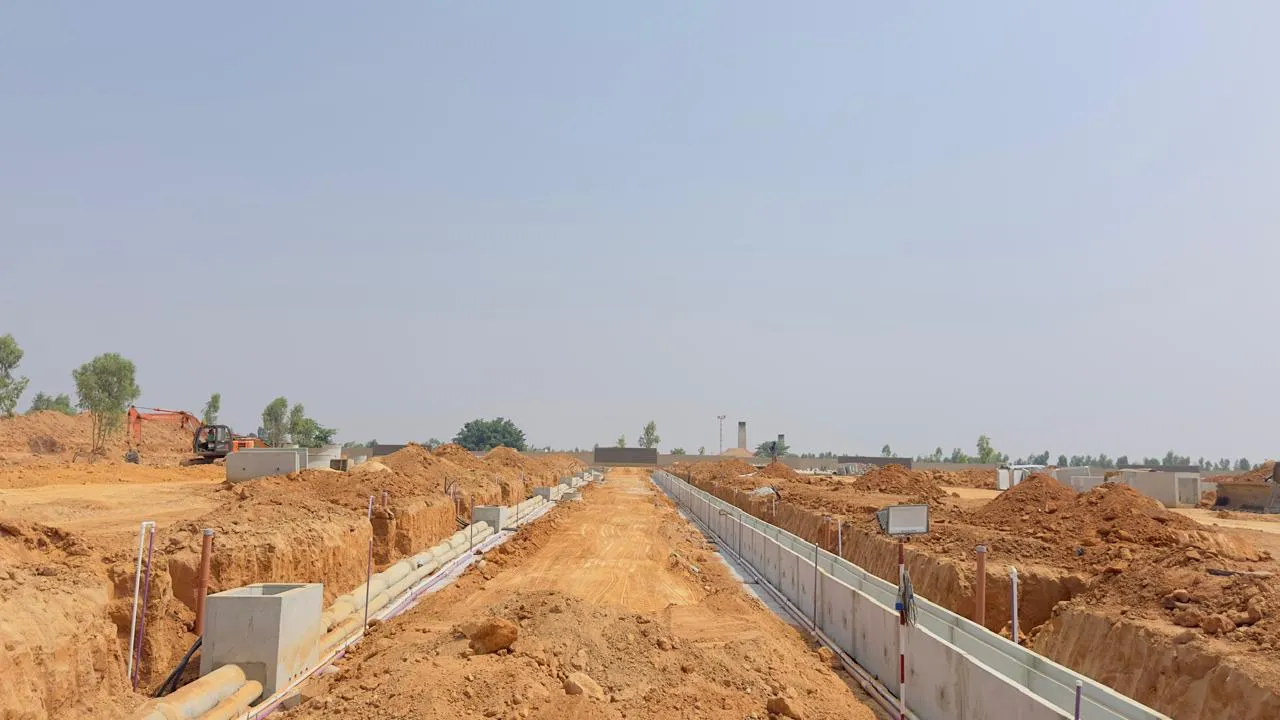 soil backfilling works in progress.