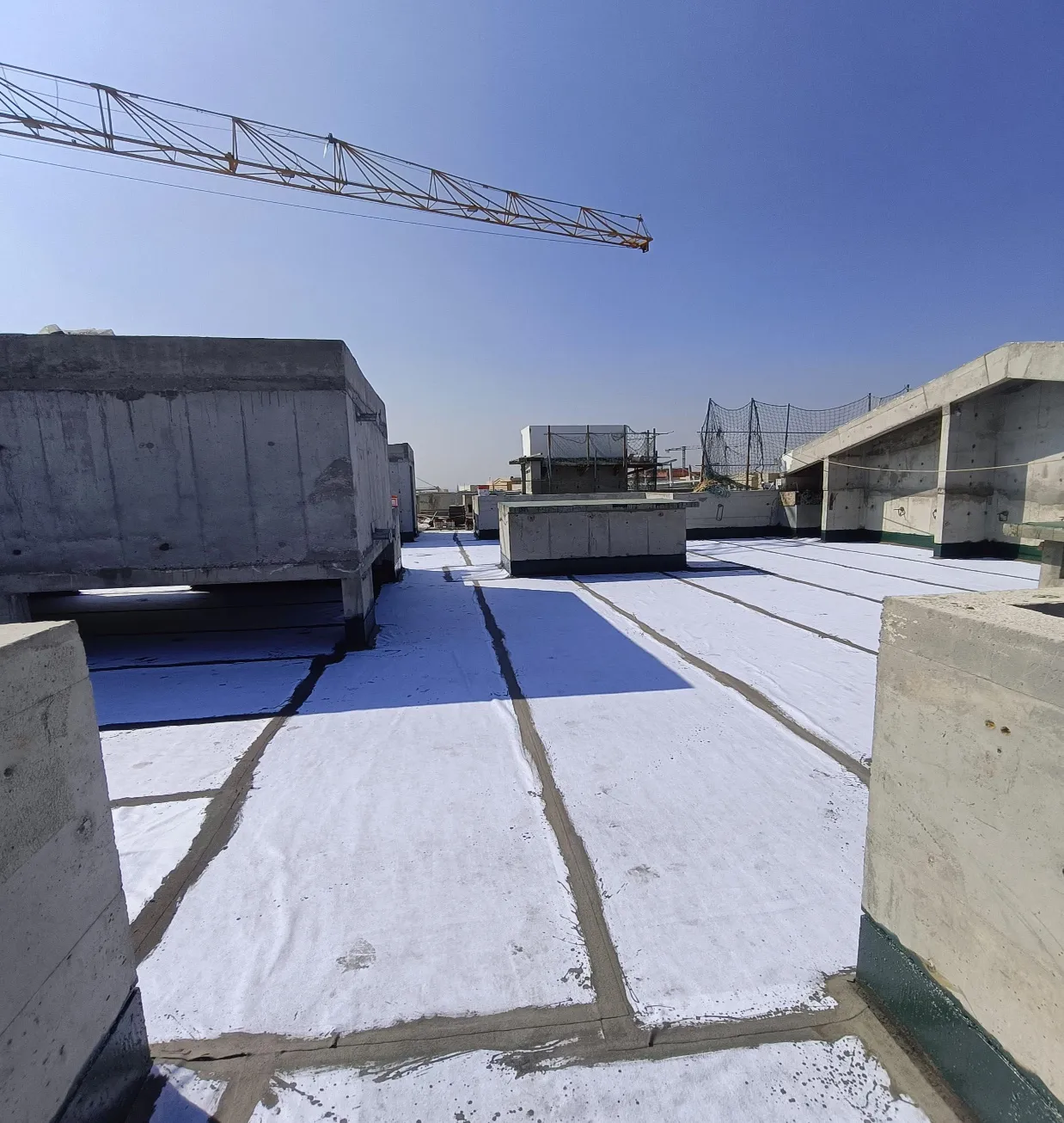 Terrace waterproofing work in progress