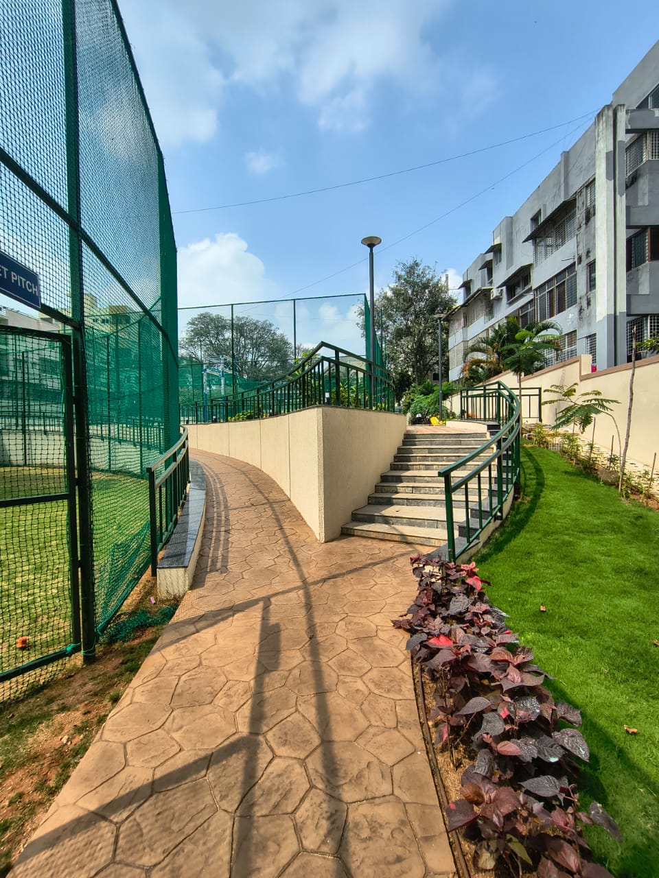 Amphitheatre, Cricket pitch, Basketball court, Futsal court works are completed.