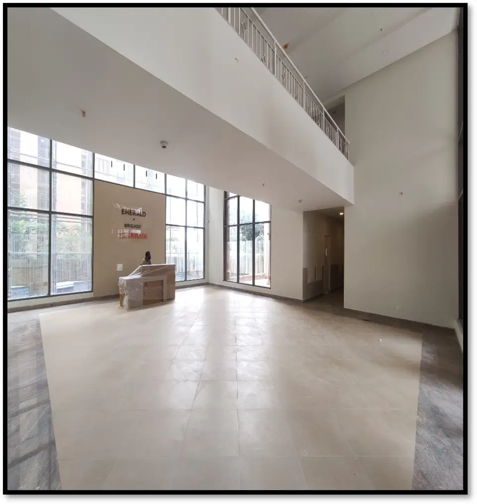 Ground floor triple height entrance and reception area