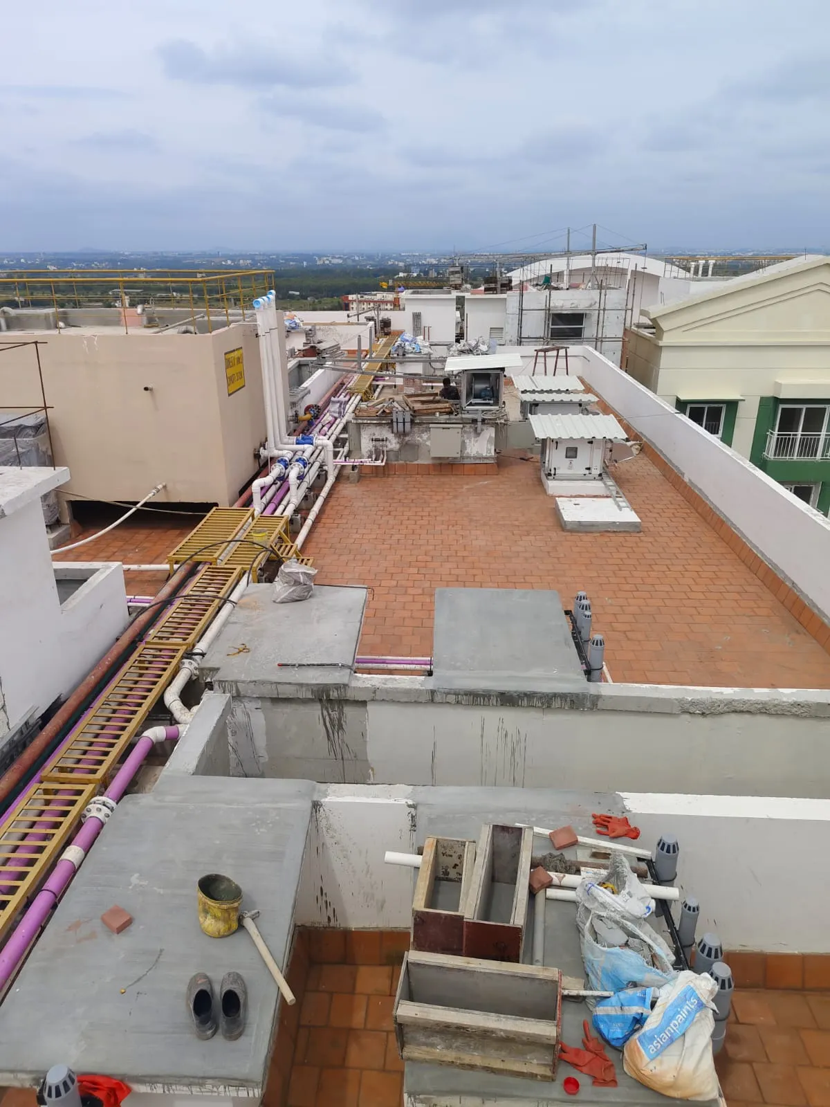 LUMINAIRE – Above terrace painting and services work in progress