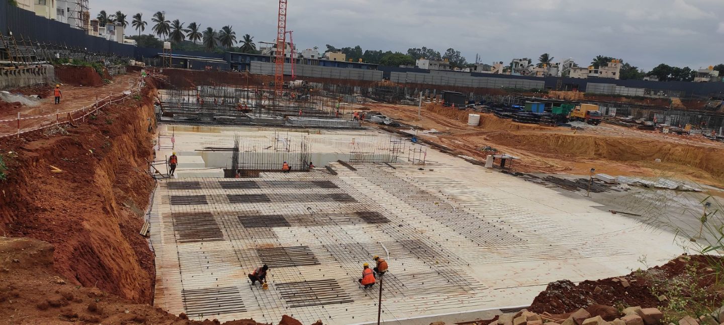 Tower – E: Raft reinforcement works are in progress