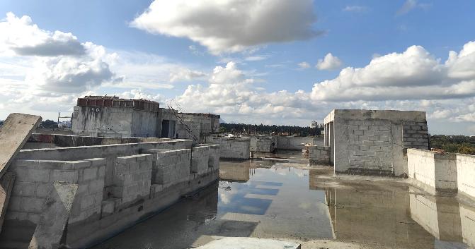 Terrace activities WIP Waterproofing work in progress Structural activities above terrace completed