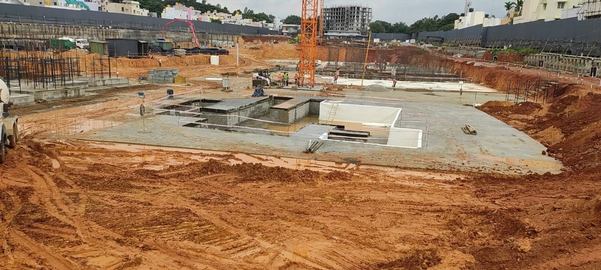 Tower – G: Lift footing waterproofing works are in progress