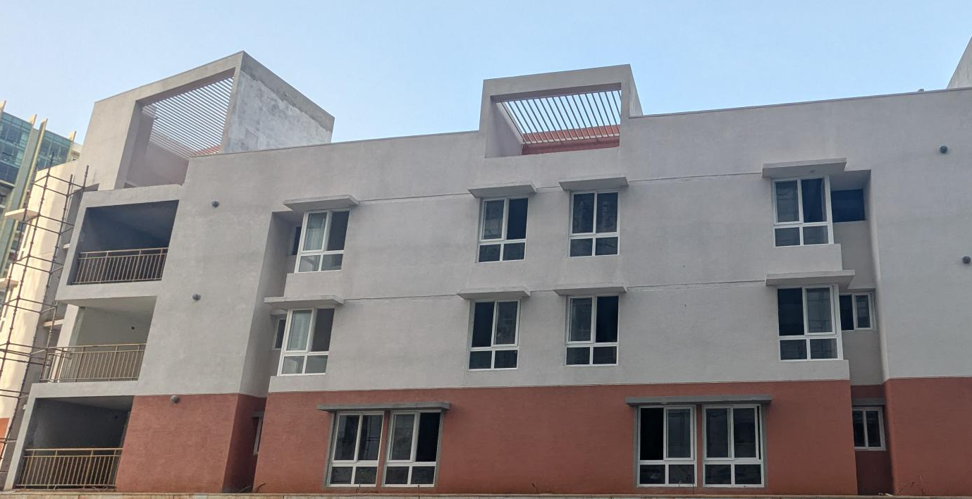 D Block   External paint work in progress. Terrace clay tile finishing work completed. Basement VDF completed. Lift installation in progress. Common area (Lift lobby and staircase) finishing work in progress.