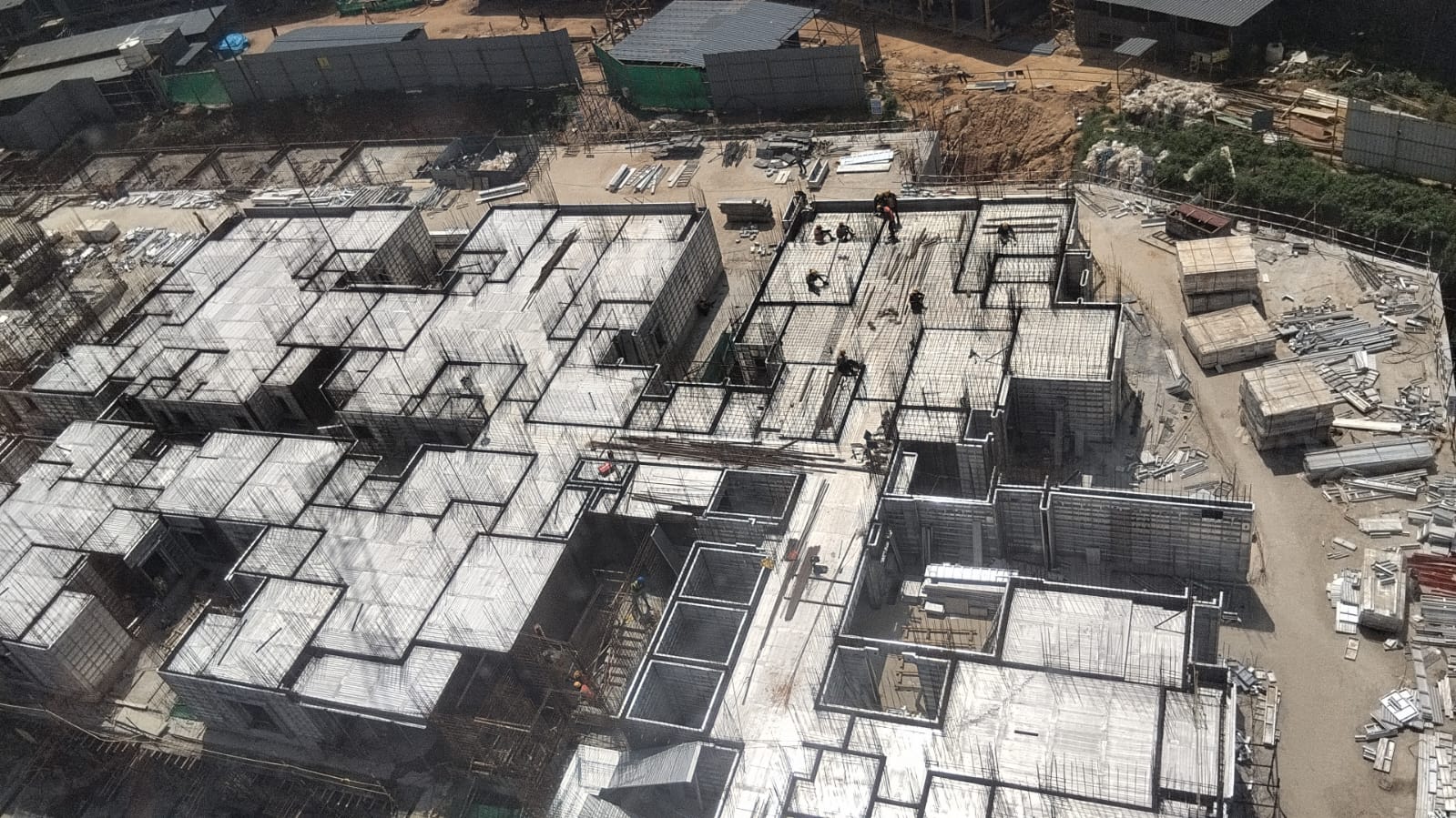 TOWER – J: Ground floor slab completed, First floor works in progress