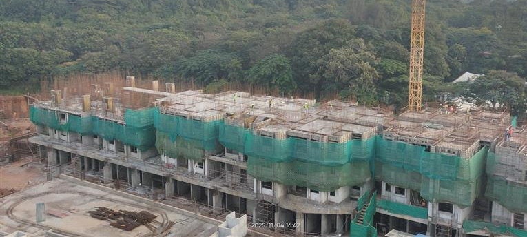 Tower B Second floor slab completed. Portion of Third Floor Reinforcement work and Aluminum shuttering works are in progress and part of Third Floor reinforcement work in progress