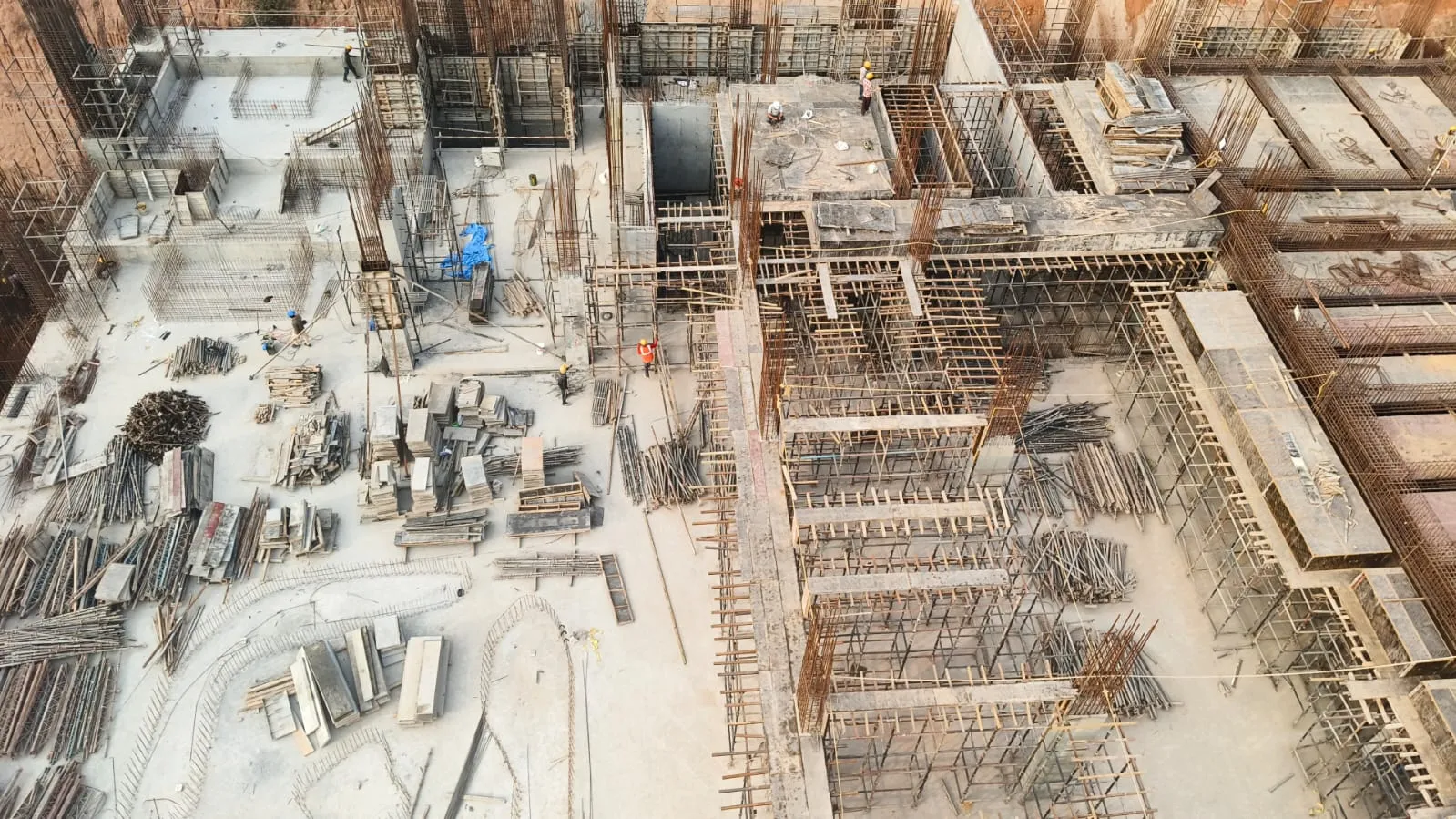 WING A  - First floor slab shuttering in progress