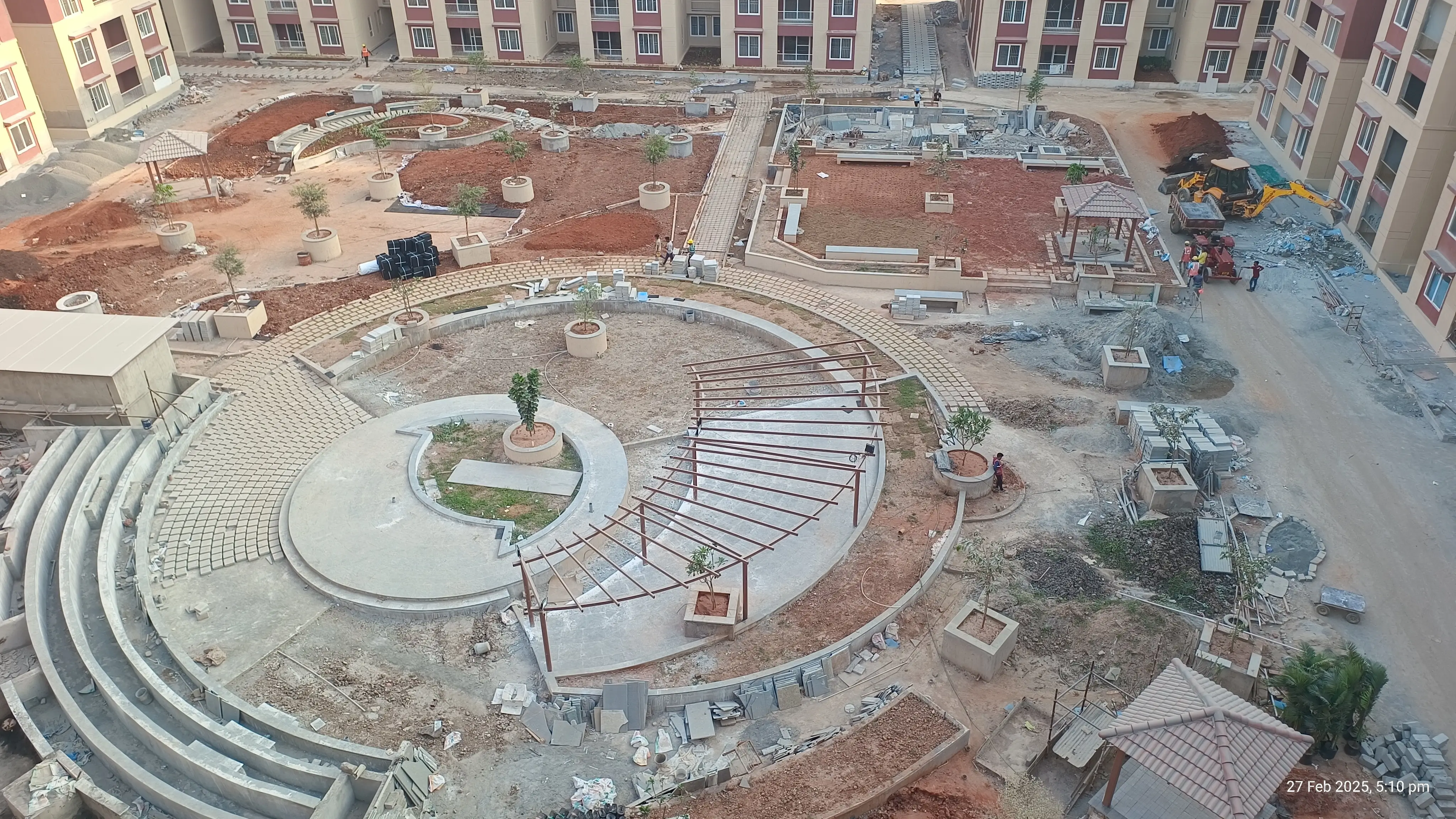 In progress: Center podium softscape in progress