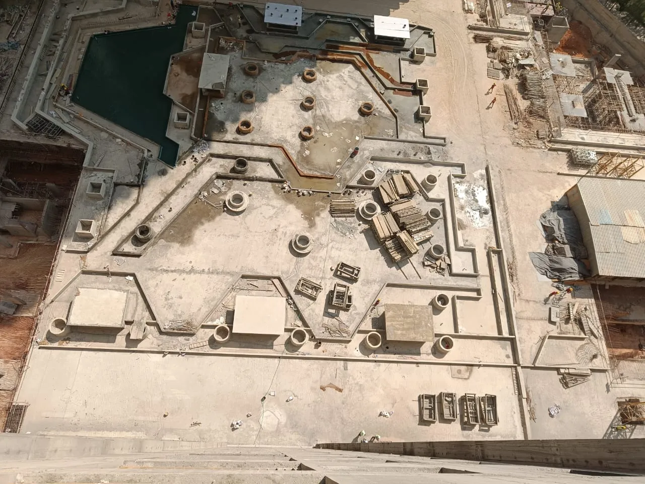 Podium water proofing and concreting works in progress