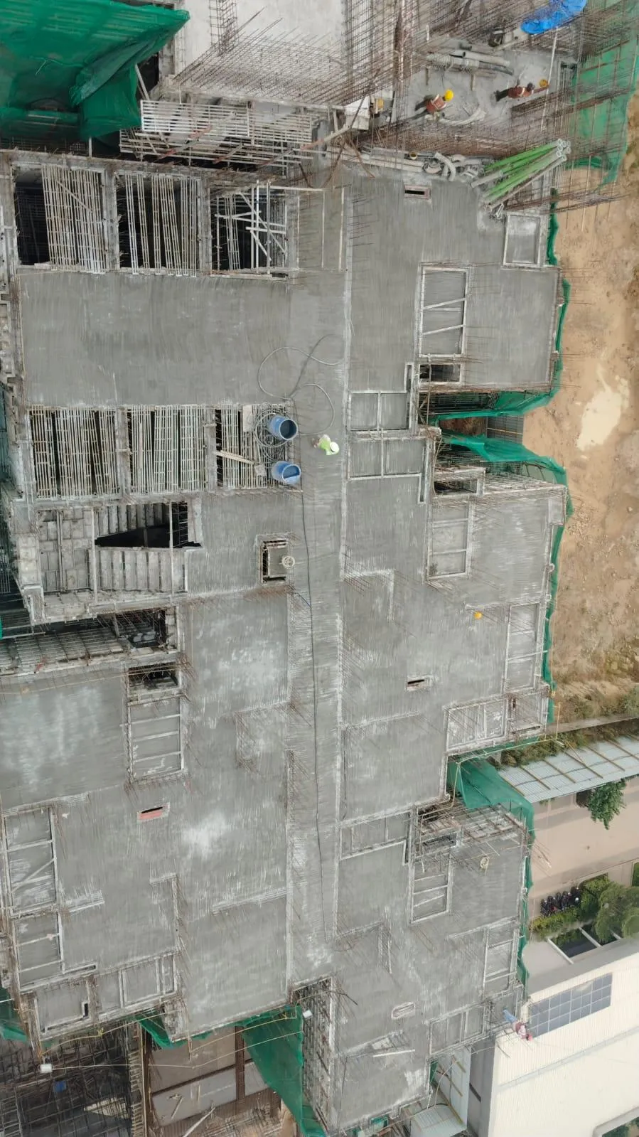 Tower B - Shuttering & Reinforcement work in progress for part of 12th Floor slab Part of 10th Floor slab casted, 10th-11th floor wall reinforcement in progress