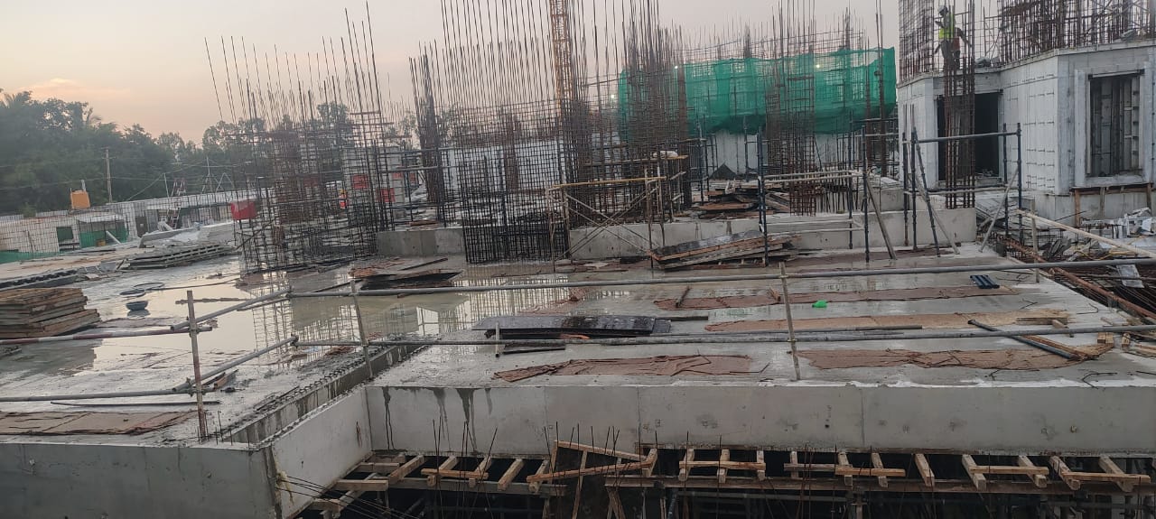 Ground Floor slab casted, Ground Floor to First Floor wall work in progress