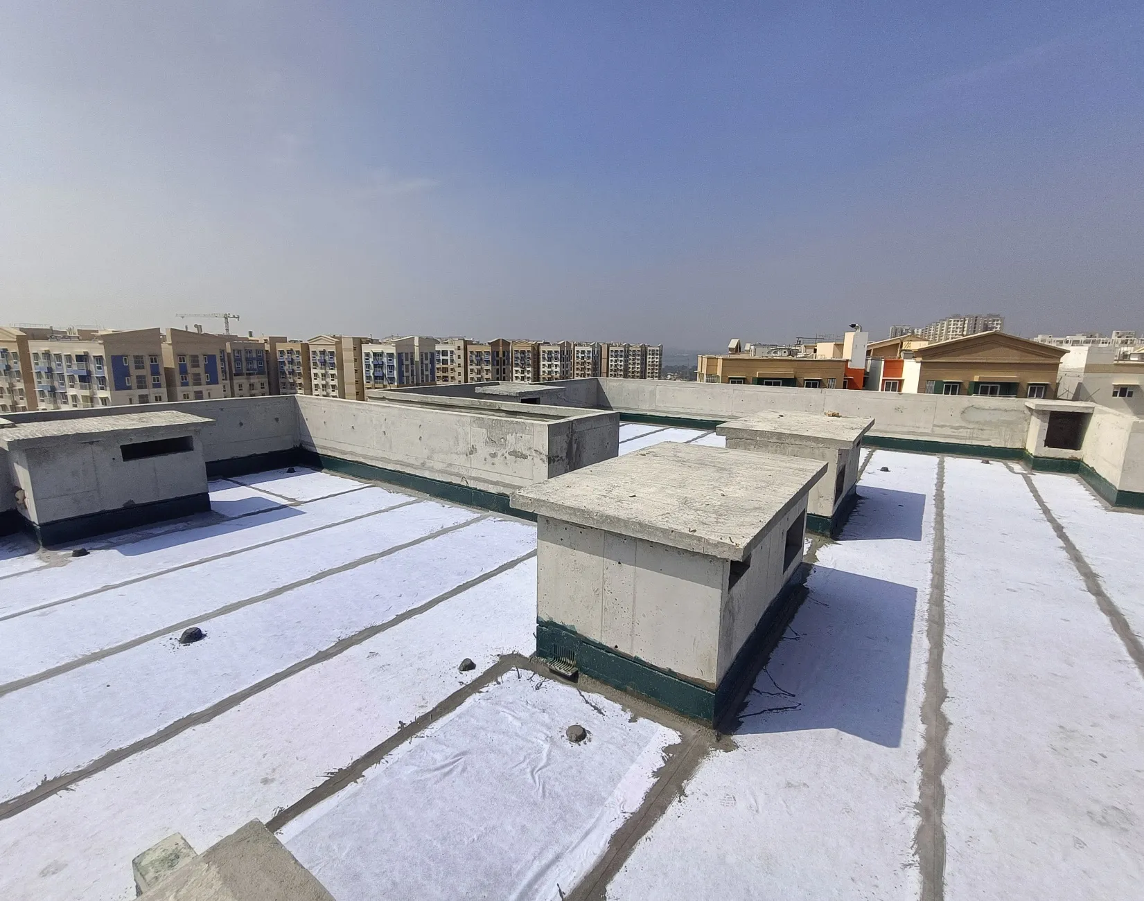 Terrace waterproofing work in progress