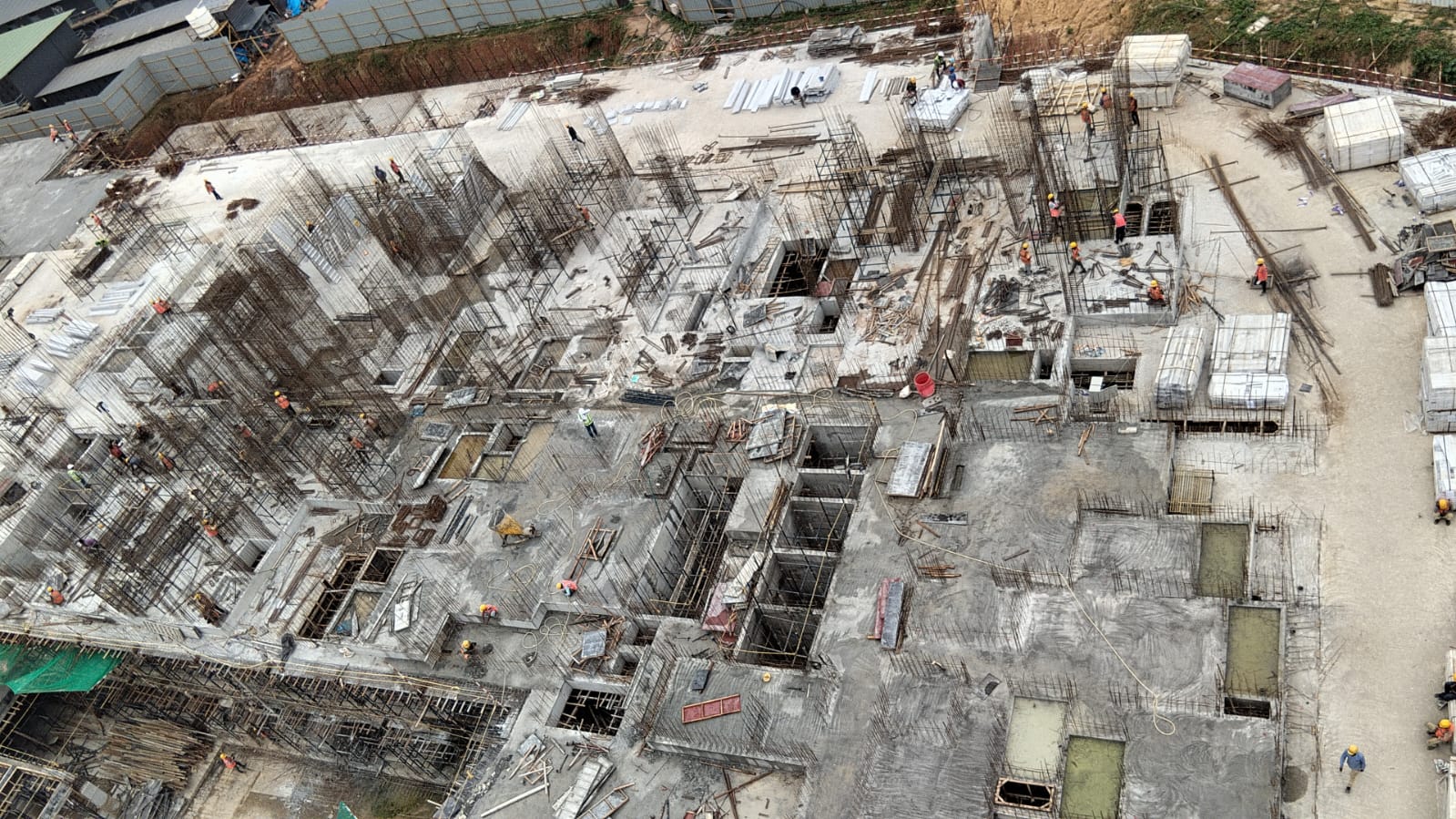Tower – J: Ground floor slab completed, First floor work in progress