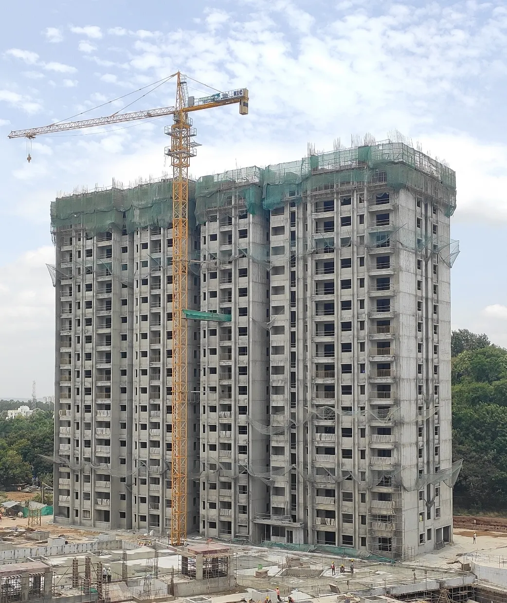 Tower A 18th Floor Slab completed. Terrace floor Reinforcement & shuttering works are in progress.