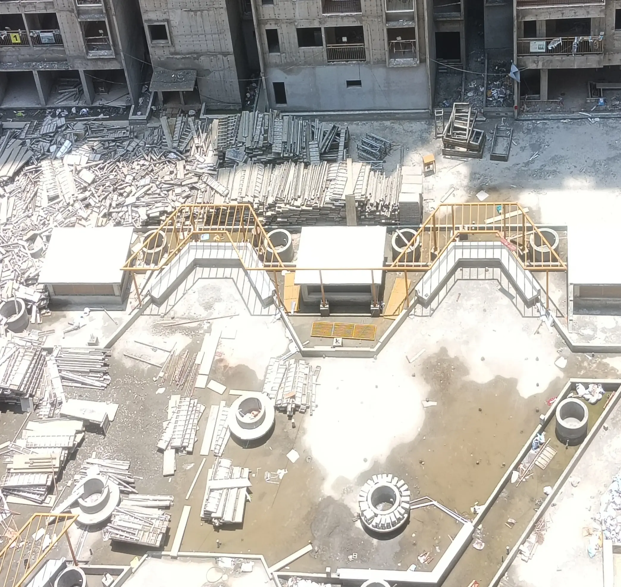 Podium water proofing work and pergola work in progress
