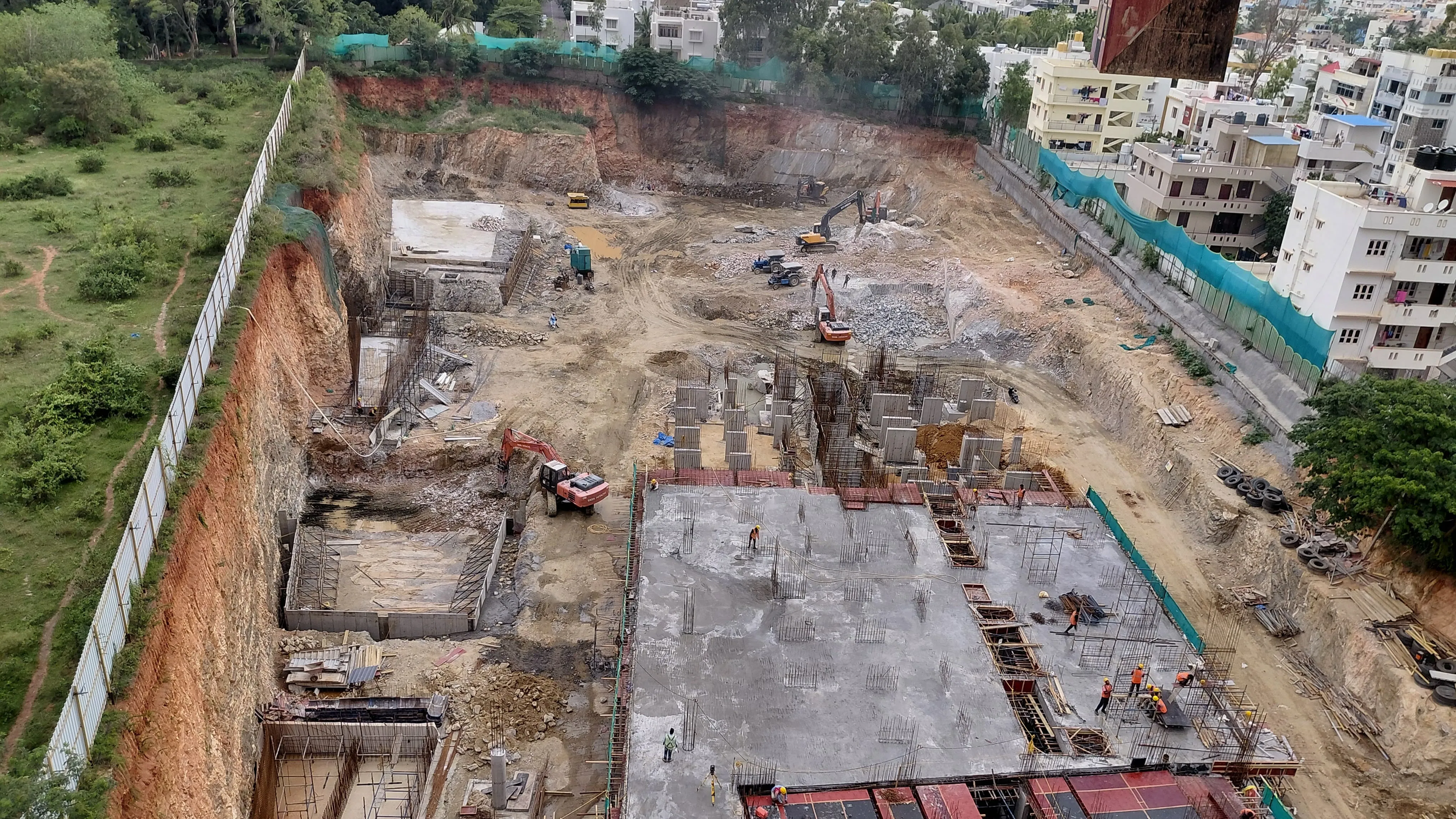 Tower B - Upper Basement- Part of slab is cast and shuttering work in progress for the remaining area.