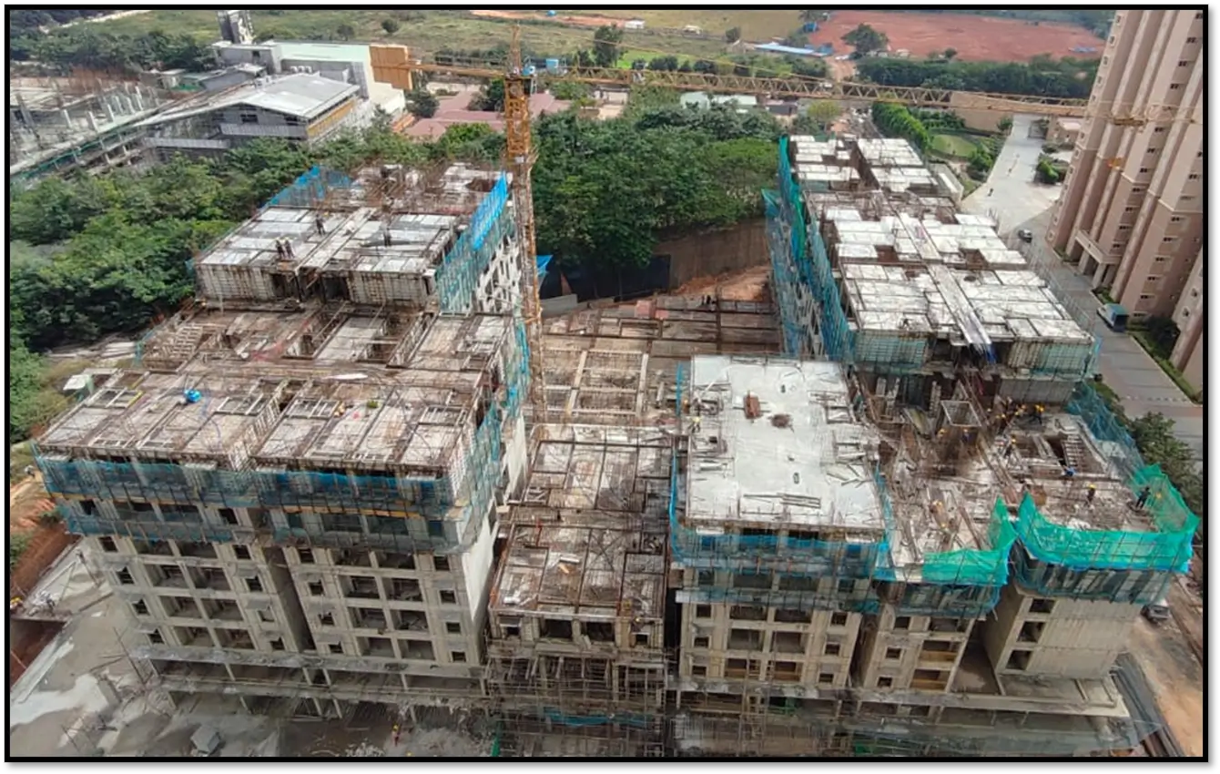OVERALL VIEW – 1.Wing A&C – 6th ,7th & 8th floor slab shuttering WIP 2. Wing – B – 3rd ,5th and 6th floor slab shuttering WIP