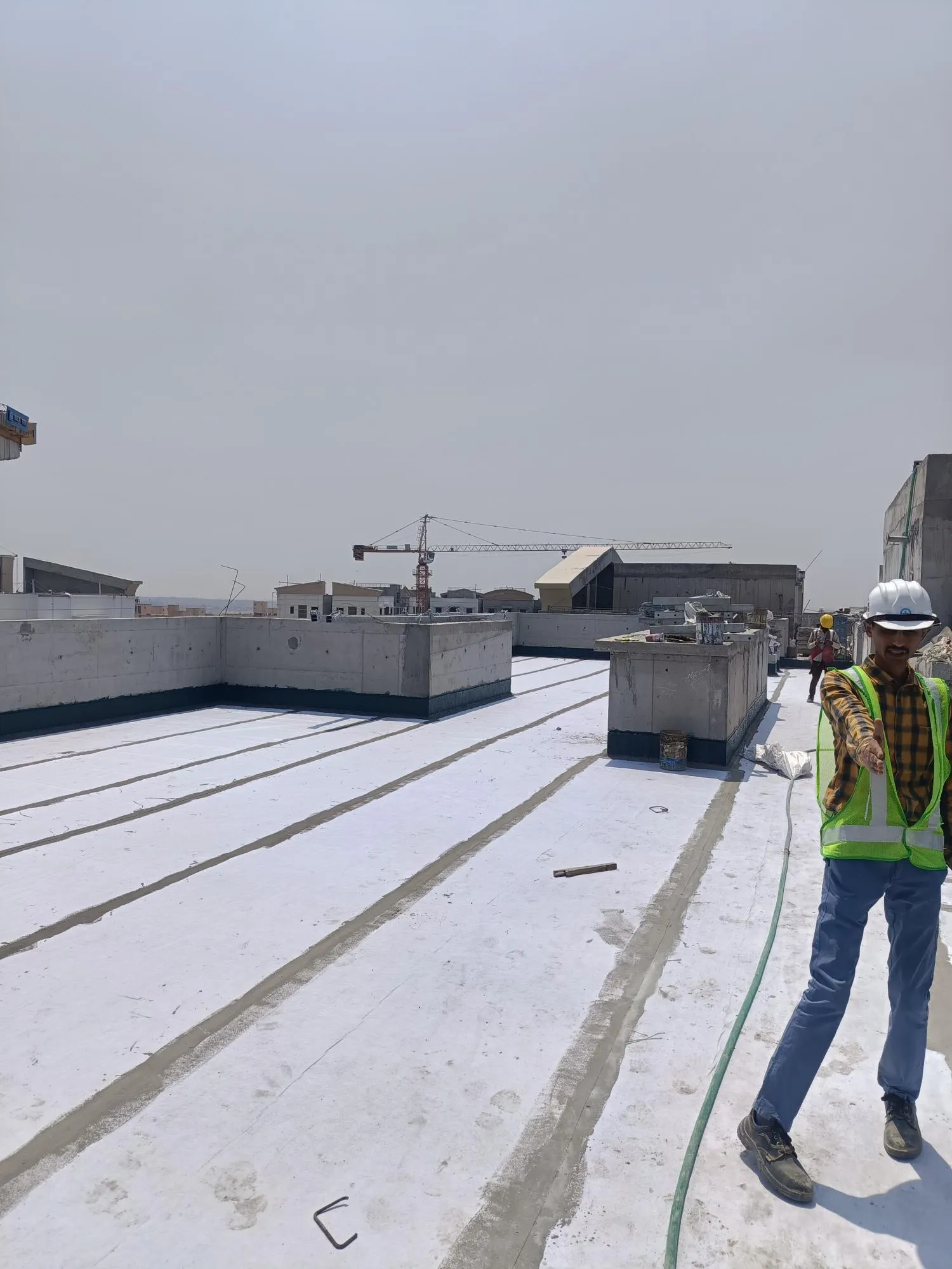 Terrace waterproofing work in progress