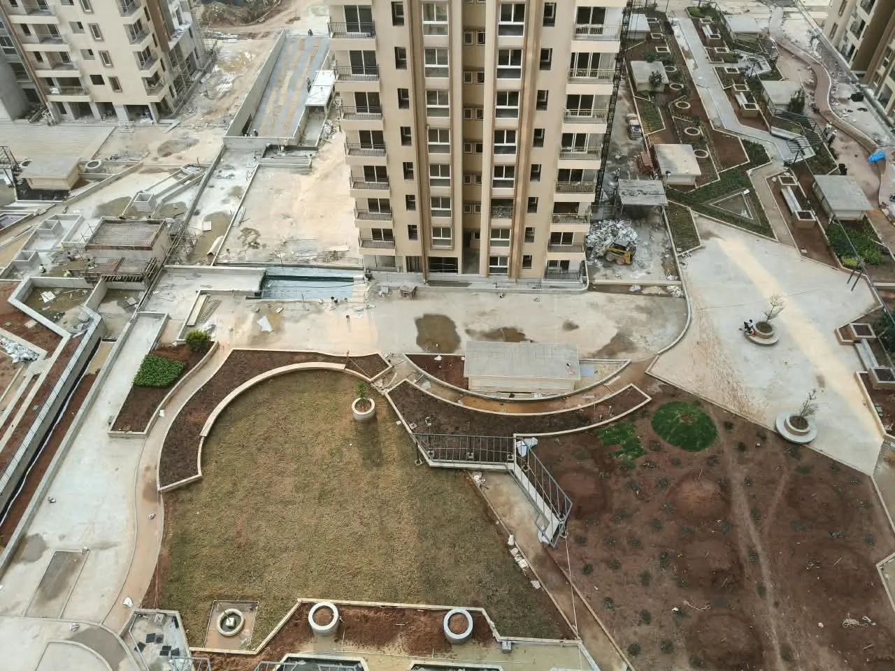 Podium water proofing work ,softscape and pergola works in progress