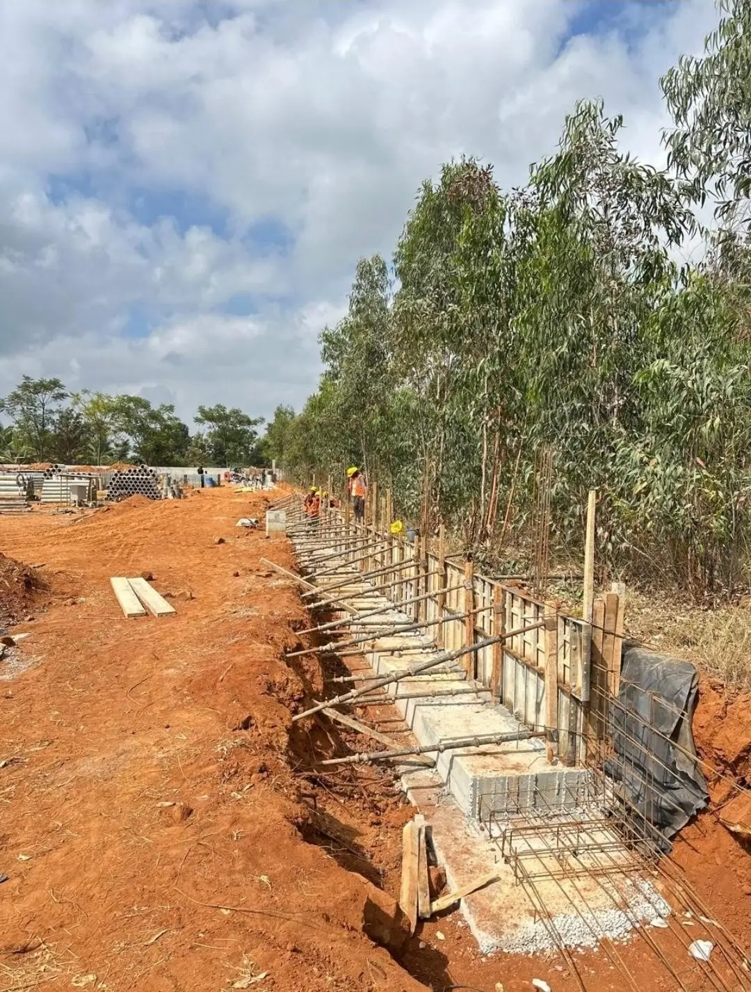 North side compund wall raft work in progress