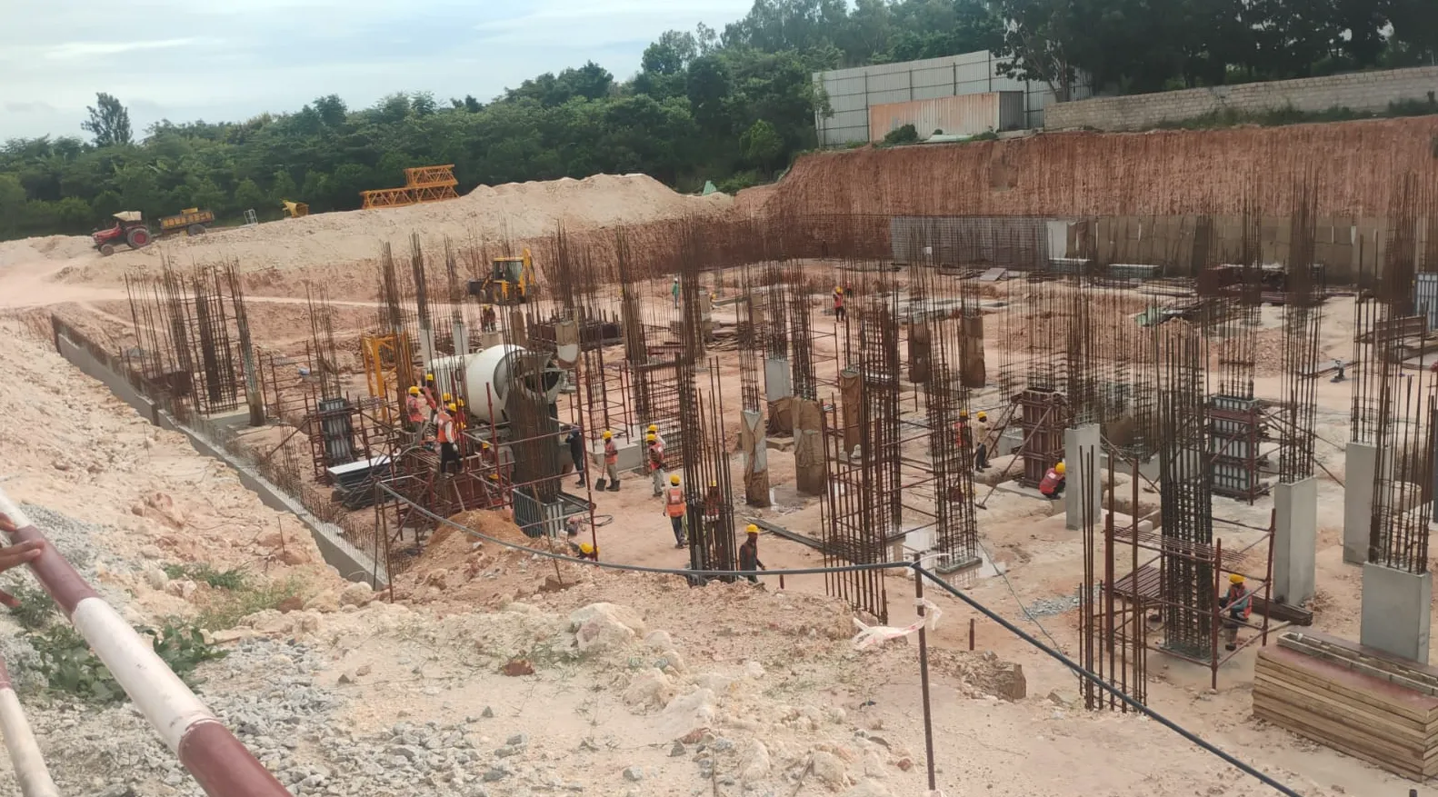 Retaining wall, Footings, columns work in progress.
