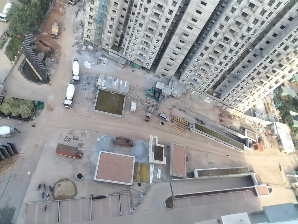 Between L and A tower podium finishing work in progress