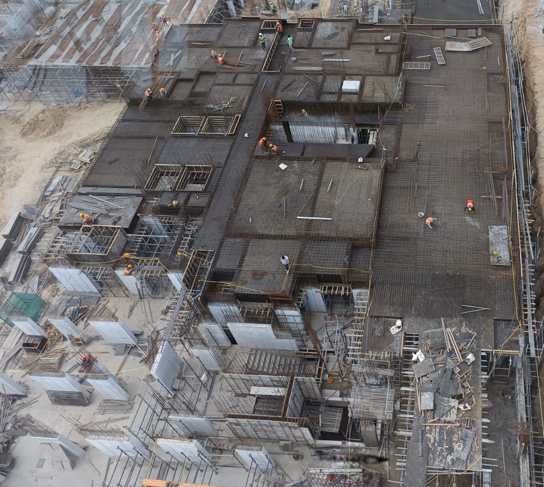 Upper Basement Slab casted. Ground Floor Slab shuttering & Reinforcement completed
