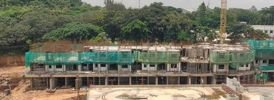 First floor slab completed. Second floor – Reinforcement and shuttering work is in progress