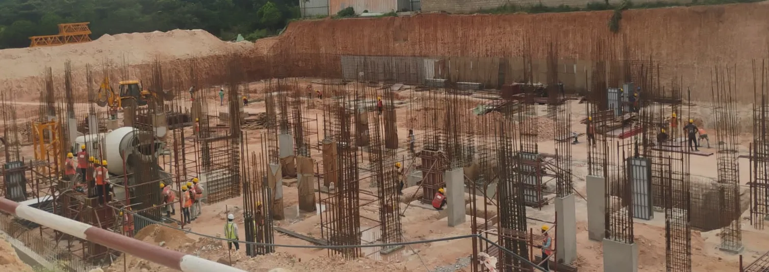 Retaining wall, Footings, columns work in progress.
