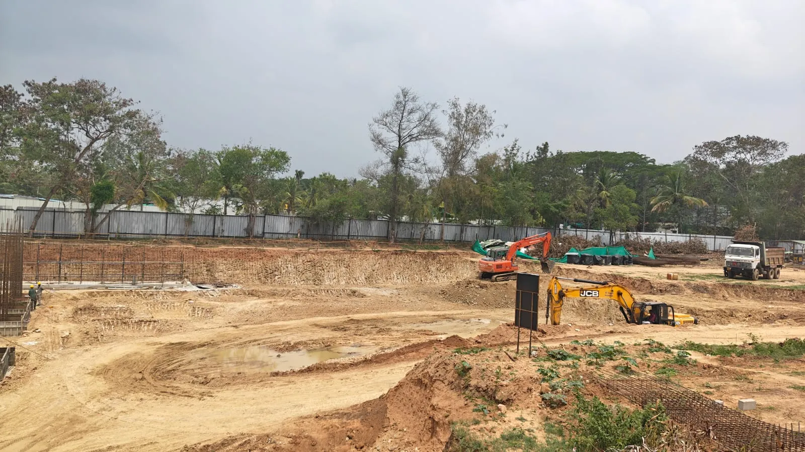 Block B |Excavation for column footings and mass excavation work underway
