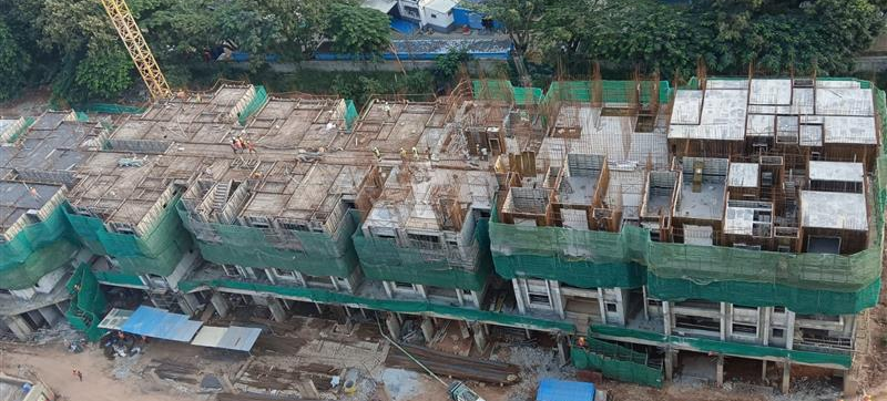 Tower C Third floor- Pour 1 (partial) slab completed. Pour 2 (partial) Reinforcement and shuttering work in progress. Fourth Floor-Pour 1 (partial) shuttering work in progress