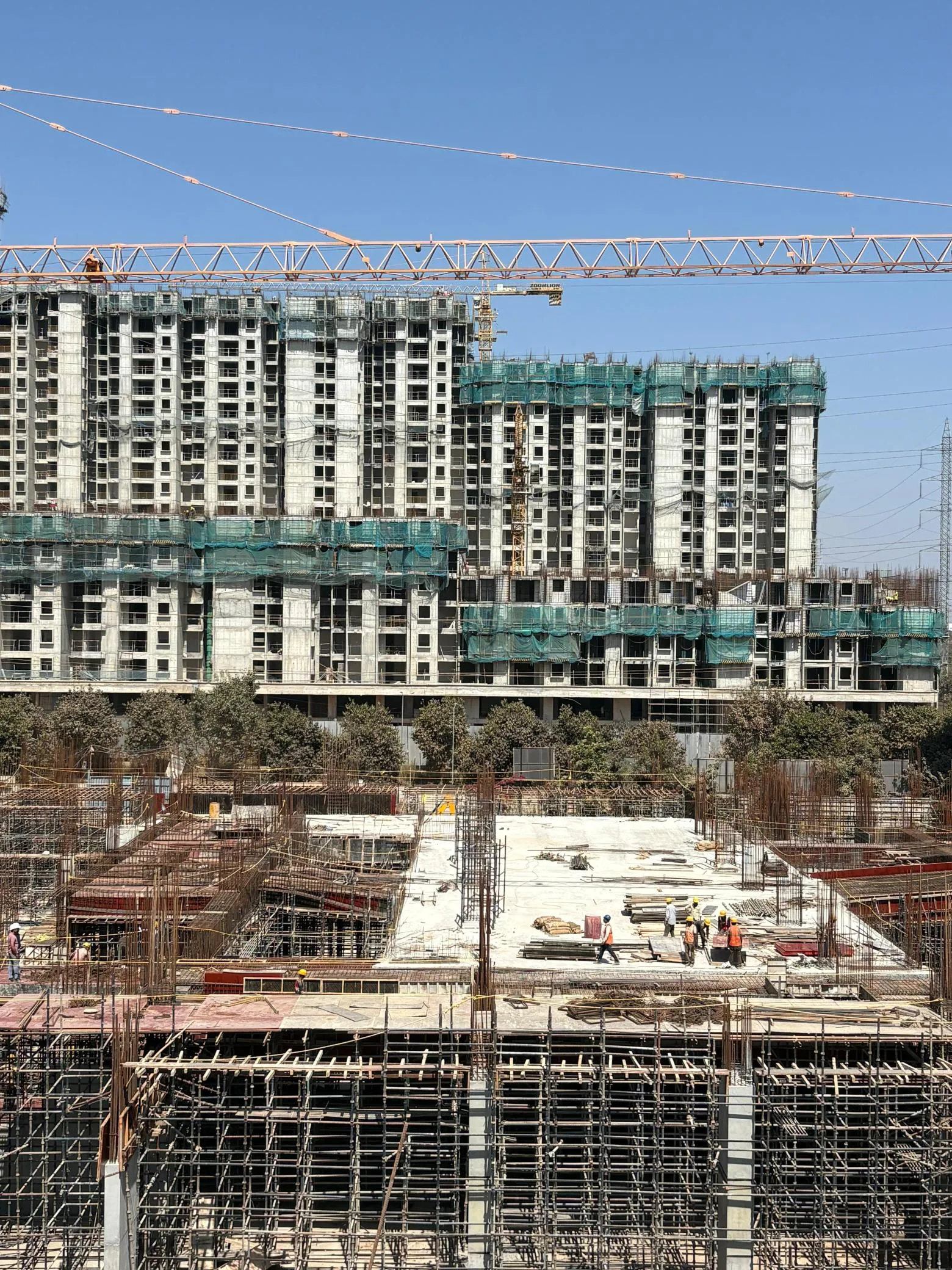 WING A  - First floor slab concreting in progress